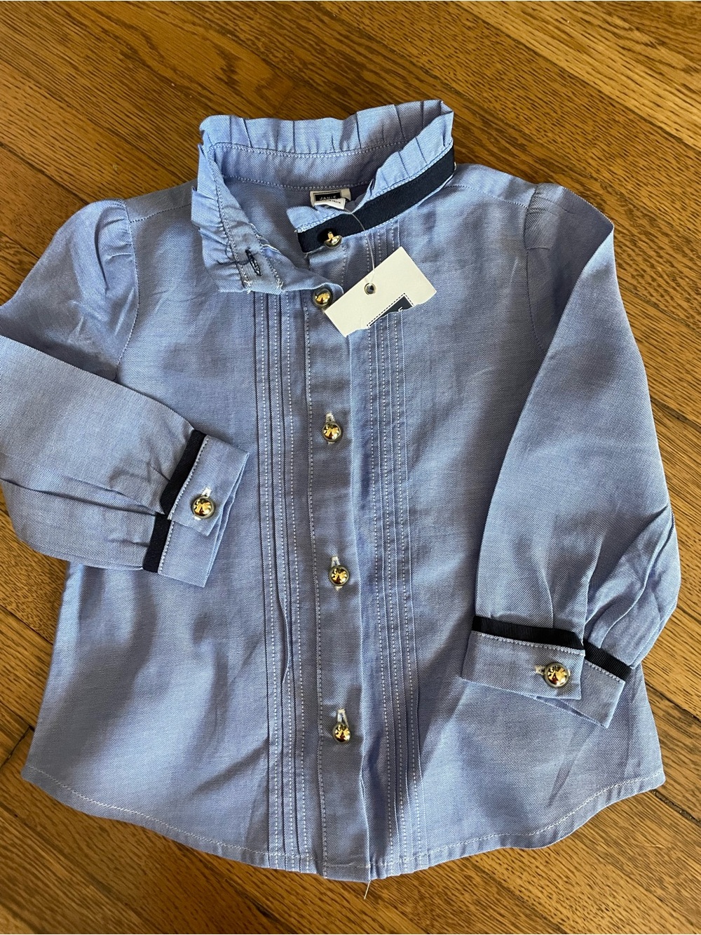 NWT Janie and Jack girls Equestrian top blue size 12-18 blue dressy long sleeve